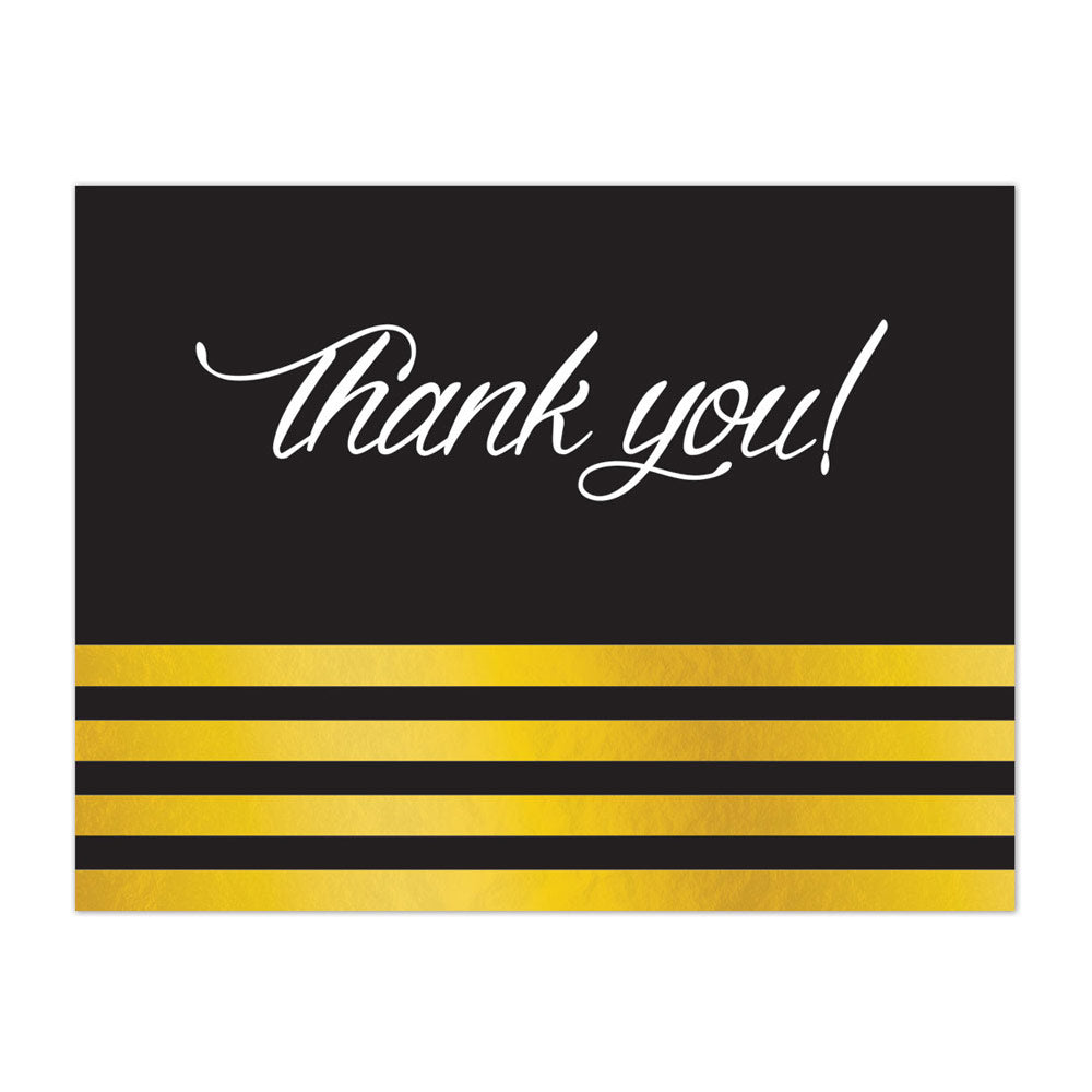 Gold Foil On Black Thank You A2 Card | On The Ball Promotions
