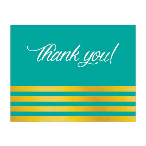 Teal and gold business thank you card
