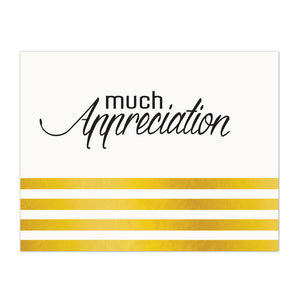 Business appreciation note card with gold foil stripe design