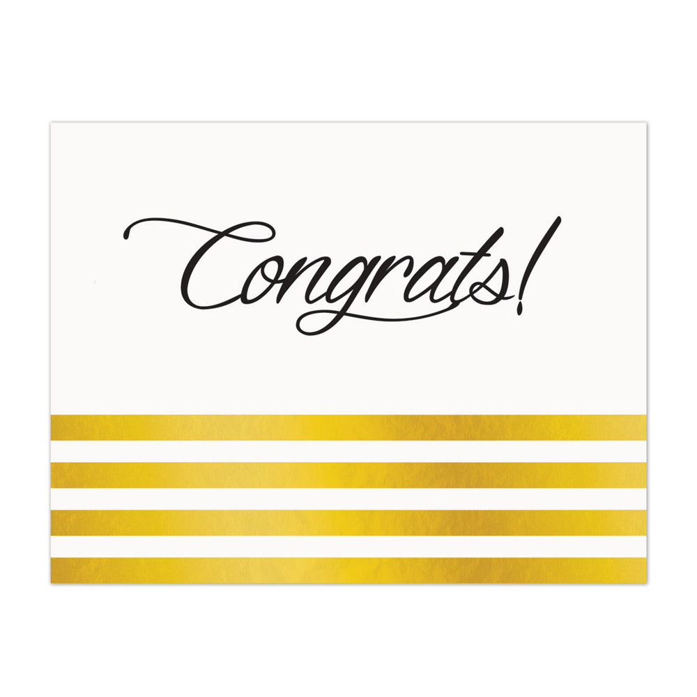 Gold Stripes Congratulations Card - White