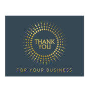 Navy blue business thank you note card with gold foil design accents