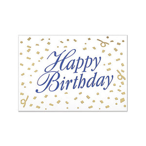 Birthday note card with a gold foil confetti designs