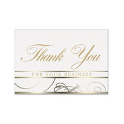 Business thank you note card with gold foil design accents