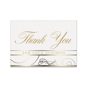 Business thank you note card with gold foil design accents