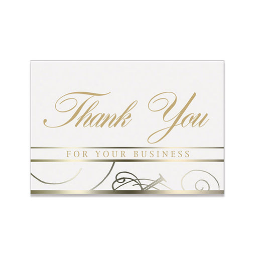 Business thank you note card with gold foil design accents