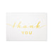 Simple gold foil thank you design on a subtle sparkling white paper stock