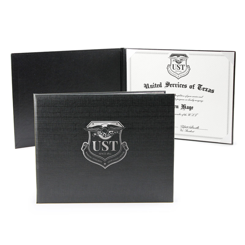 Personalized Black Padded Certificate Folio for 8.5x11