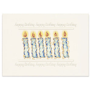 Ivory greeting card with gold foil-accented birthday candle design