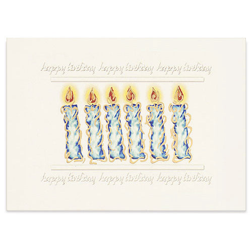 Ivory greeting card with gold foil-accented birthday candle design