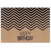 Recycled kraft birthday card with black foil chevron design