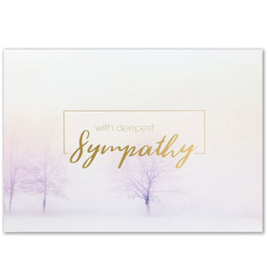 Delicate twilight sympathy card with gold foil design accent