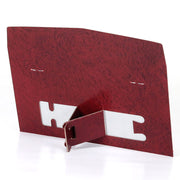 Back of burgundy calendar has pop-out easels for display