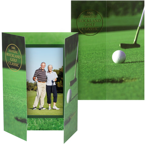 Golf Gatefold Photo Folder for Vertical 4x6 or 5x7 Prints
