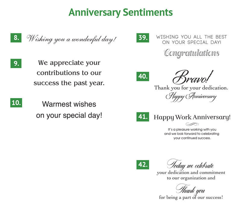 Business anniversary greeting card sentiments