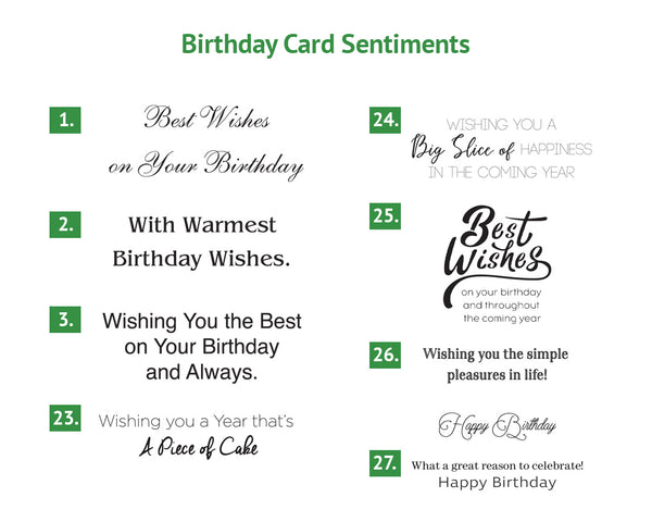 Birthday greeting card sentiments
