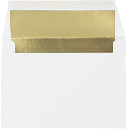 White envelope with gold foil lining.