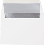 Silver foil-lined white envelope.