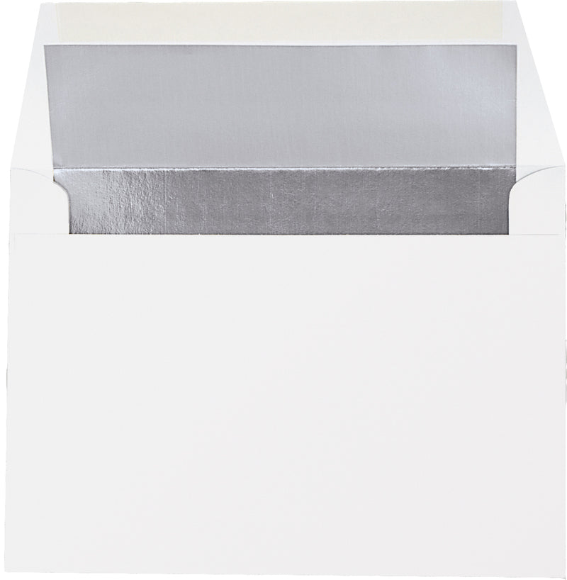 Silver foil-lined white envelope.