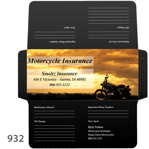 Motorcycle sales and service document pouch
