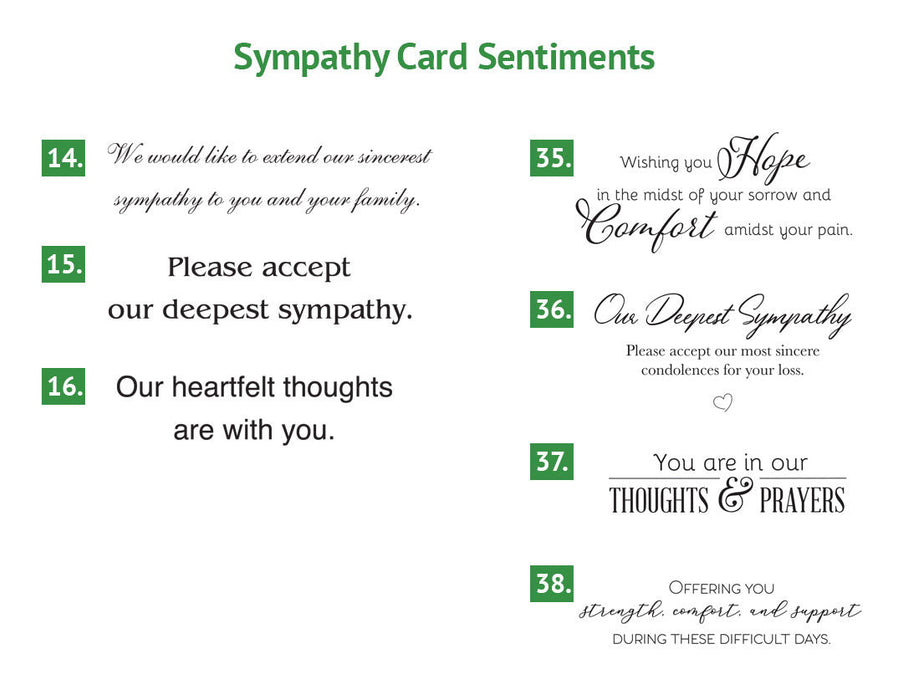 Sympathy card sentiments